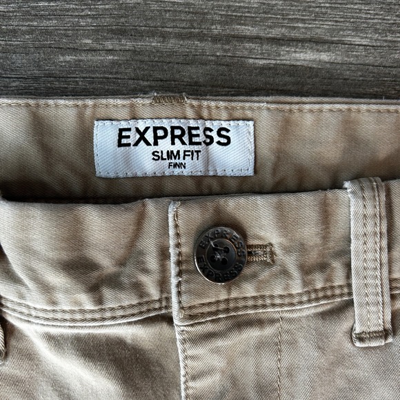 Express Mens Slim Fit Finn Chino Pants Tan Khaki Size 30 30 Casual Office - Picture 3 of 5